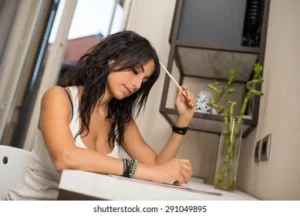 Portrait Young Woman Writing Letter 260nw 291049895